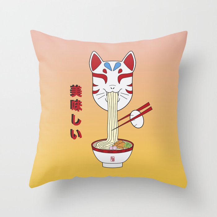 Kitsune Udon Throw Pillow