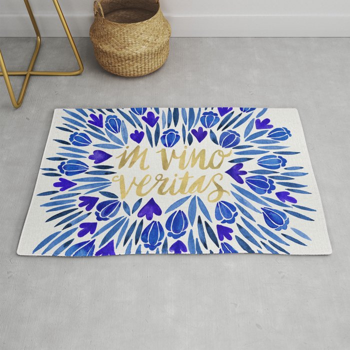 In Wine, There is Truth – Navy & Gold Rug