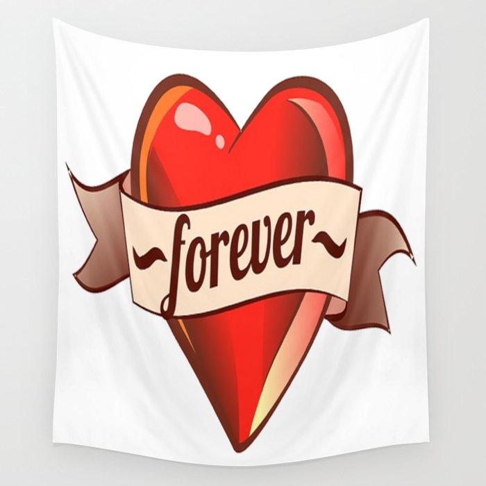 FOREVER ROMANTIC HEART TATTOO Wall Tapestry