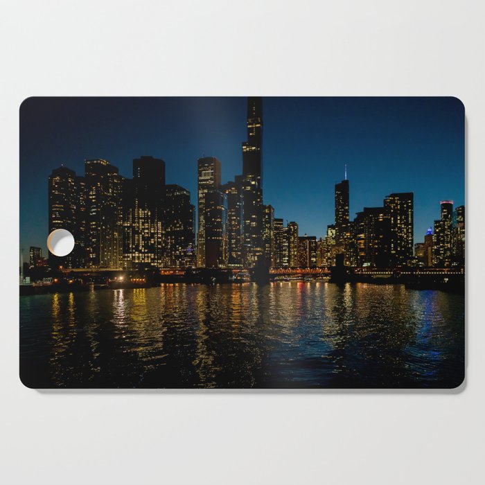 Chicago Skyline Night Cutting Board