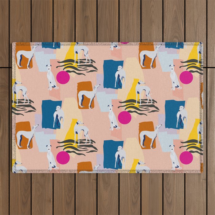 Greyhound colorful abstract pattern Outdoor Rug