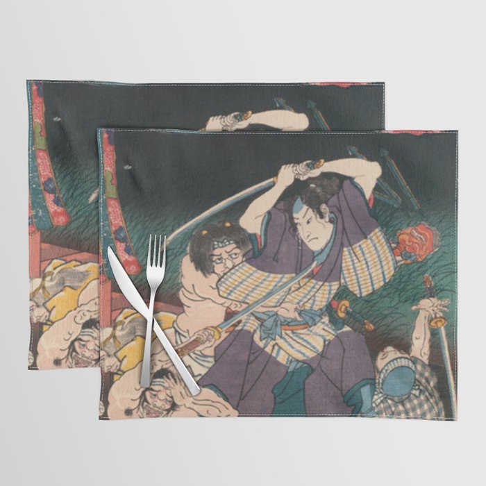 Utagawa Kuniyoshi - Of Brigands and Bravery: Kuniyoshi's Heroes of the Suikoden Warrior #7 Placemat
