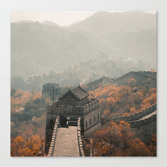 China Photography - The Great Wall Of China Surrounded By Autumn Nature Canvas Print