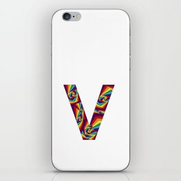  capital letter V with rainbow colors and spiral effect iPhone Skin