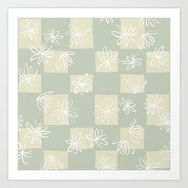 Daisy checkerboard in spring meadow Art Print