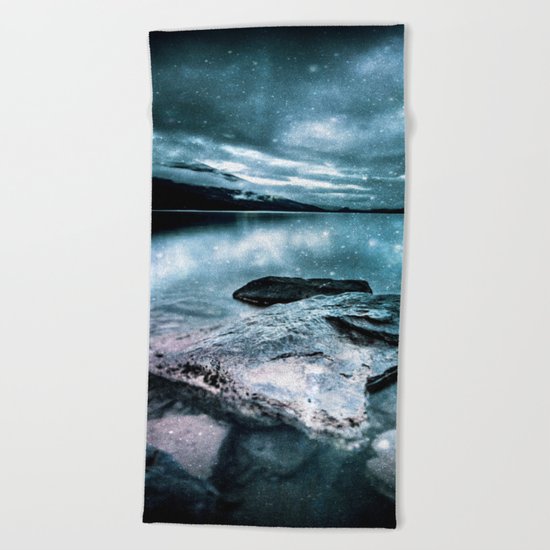 magical mountain lake Beach Towel