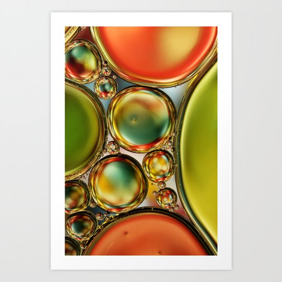 Bubble Abstract with Orange & Lime Art Print
