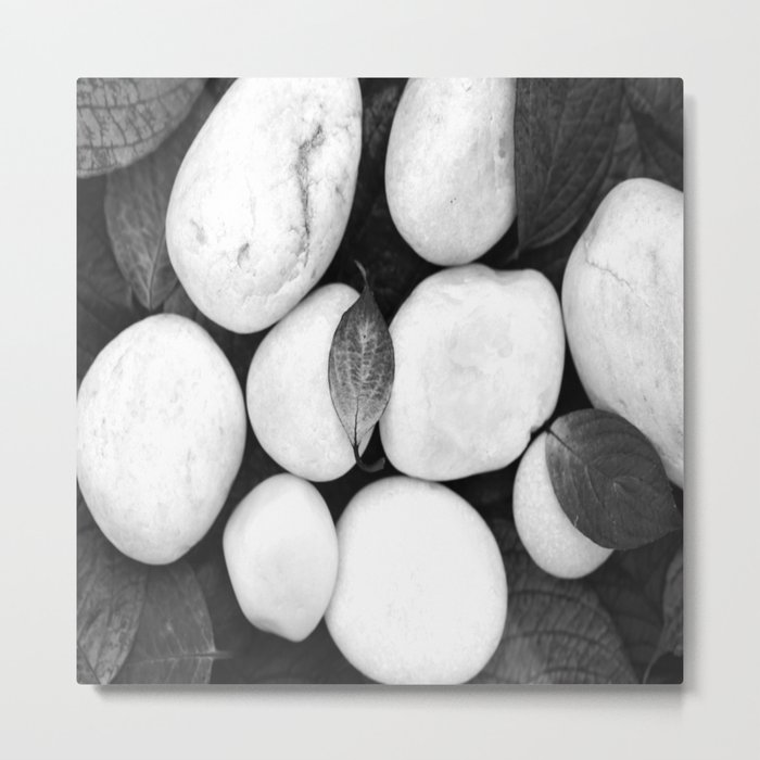 Zen White Stones On A Black Background #decor #society6 #buyart Metal Print