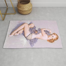 Pin Up Girl Roxanne by Gil Elvgren strawberry blonde Rug | Antique, Vintage, Sophisticated, Accent, Fun, Pinup, Purevintagelove, Classic, Woman, Gilelvgren 
