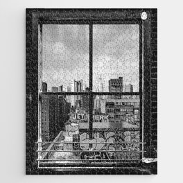 New York City Window Cloudy Skyline  Jigsaw Puzzle
