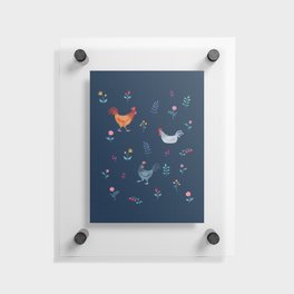 Little Hens (blue) Floating Acrylic Print