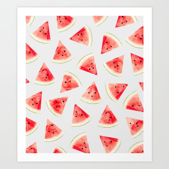 Watercolor Watermelon Pattern #society6 #buyart #decor Art Print