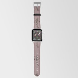 Black Retro Microphone Pattern on Rosy Brown Apple Watch Band