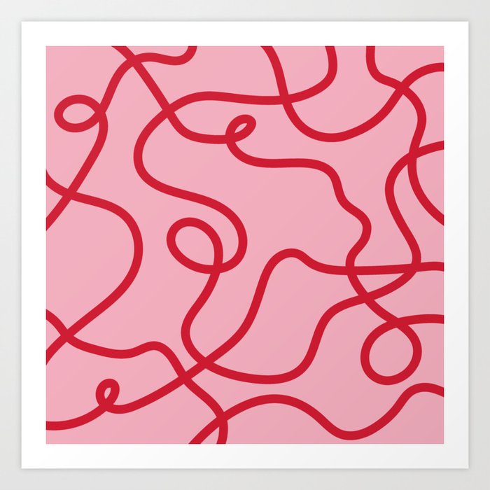 Abstract Lines pink and red Art Print
