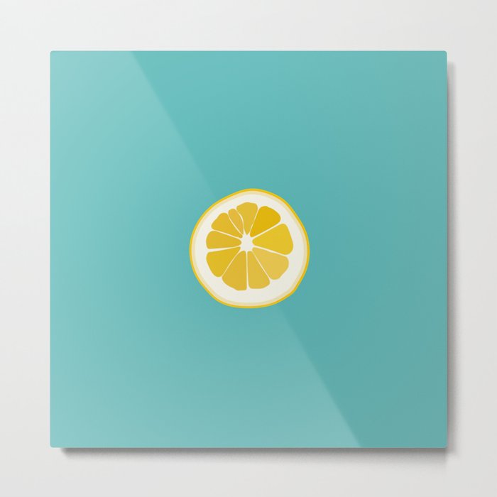 Citron - Lemon on Turquoise Art Design Pattern Metal Print