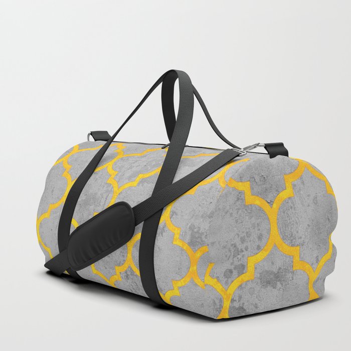  oriental pattern, traditional design, black , yellow, grey  Duffle Bag