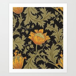 William Morris Yellow Flowers and Laurel Floral Textile Pattern Art Print