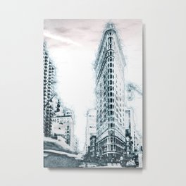 Flatiron Building New York City - Sketch Art Metal Print