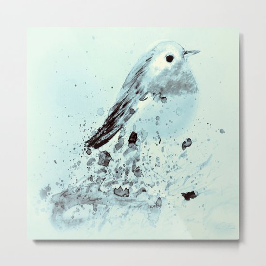 Robin in blue Metal Print
