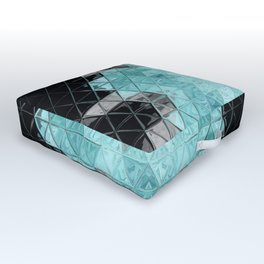 Turquoise Geometric Rose Quilt Block Outdoor Floor Cushion