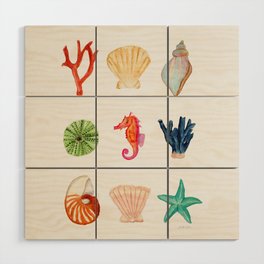 Under The Sea Watercolor Creatures Wood Wall Art