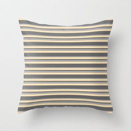 [ Thumbnail: Dim Grey, Dark Grey, and Beige Colored Stripes Pattern Throw Pillow ]