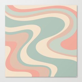 Retro Dream Abstract Swirl Pattern in Celadon Blush Canvas Print