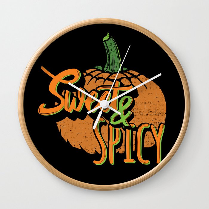 Distressed Halloween Pumpkin Sweet And Spicy Wall Clock By