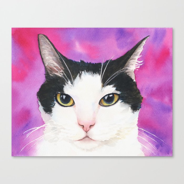 Black And White Cat Canvas Print By Kathleenwong Society6