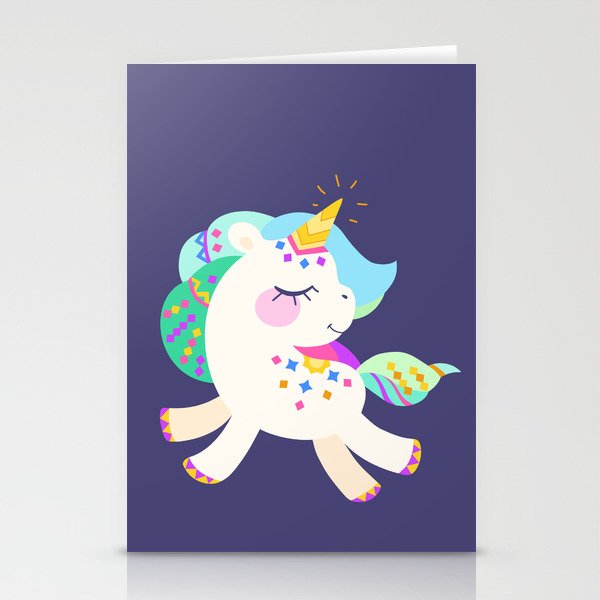 Cute unicorn with colorful mane and tail Stationery Cards