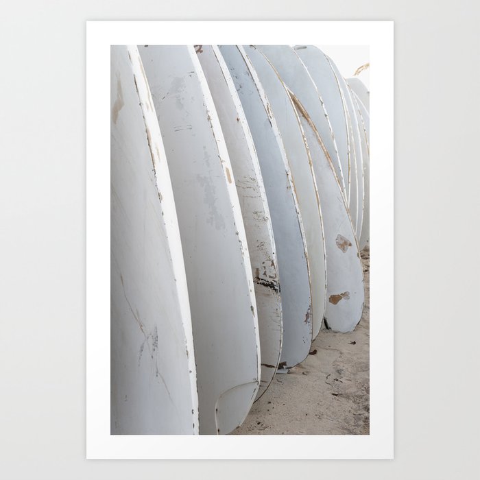 Surfboard waiting for surfers to catch a wave | Travel photography at the beach in summer Art Print