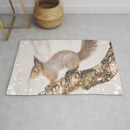 Little squirrel jumping on the branch #decor #society6 #buyart Rug