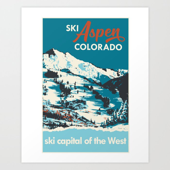 Vintage Ski Aspen Poster Art Print