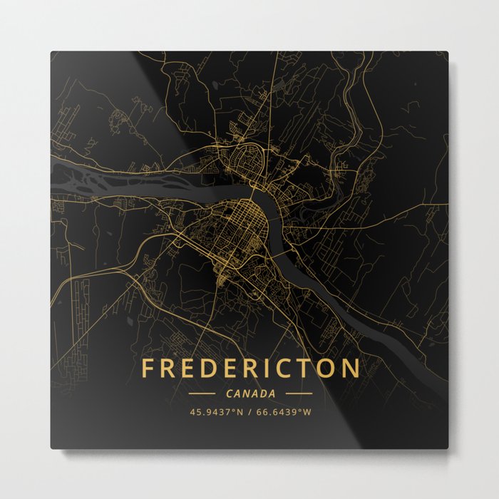 Fredericton, Canada - Gold Metal Print
