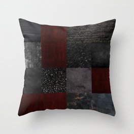 Patchwork (Burgundy + Black) Throw Pillow