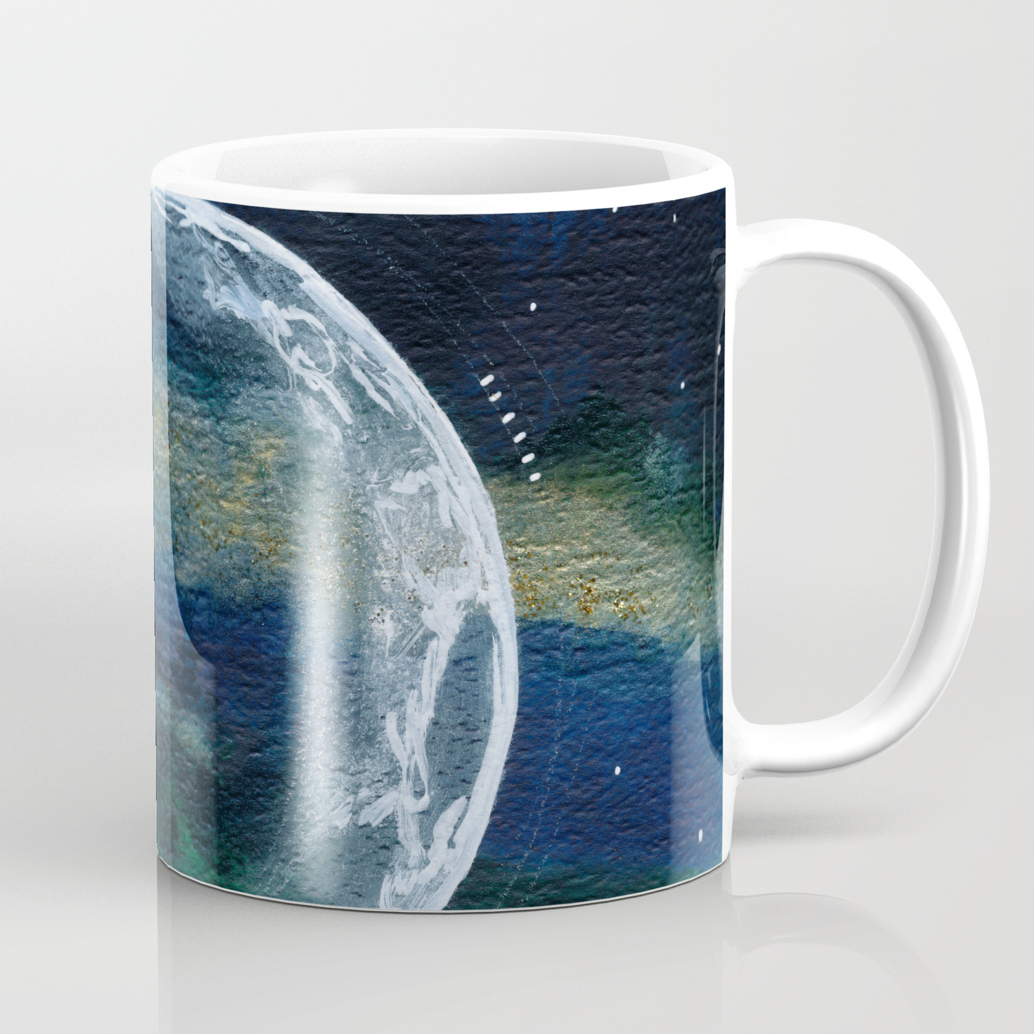 Crescent Moon Mixed Media Painting Coffee Mug By Rachaelrice