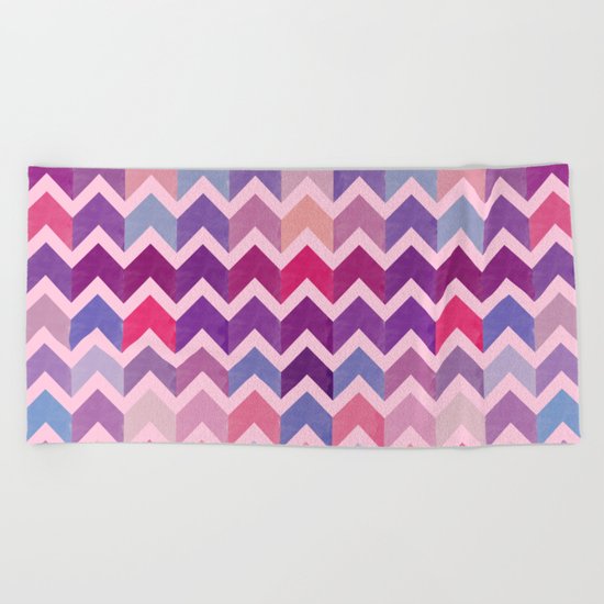 Watercolor Chevron Pattern II Beach Towel