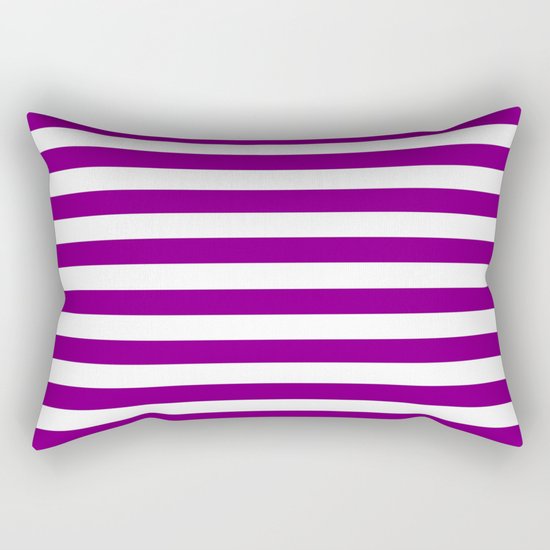 Horizontal Stripes (Purple/White) Rectangular Pillow