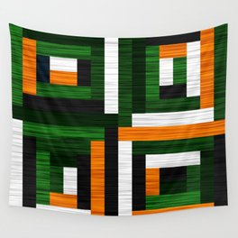 Orange and Green Patchwork 4 Wall Tapestry