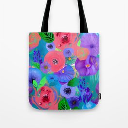 Summer Blooms - purple, blue, pink, lavender, green, turquoise Tote Bag