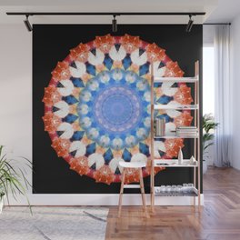 Colorful Blue And Red Art - Ruby Crown Mandala Wall Mural