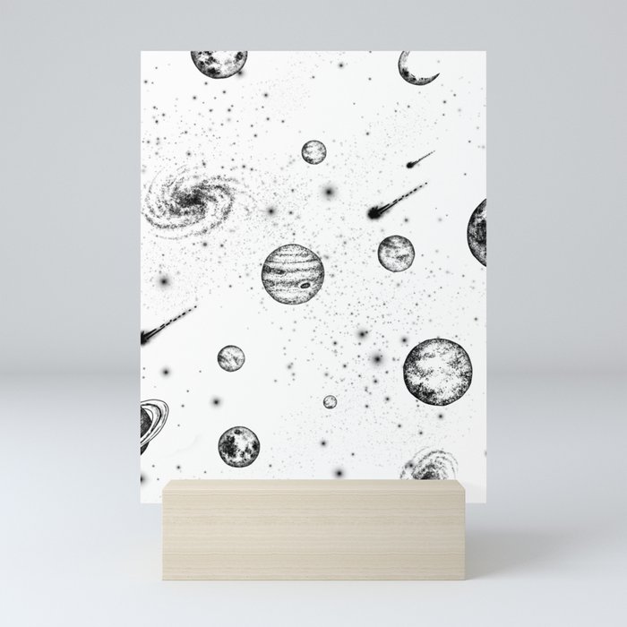 Black and White Space Pattern Mini Art Print