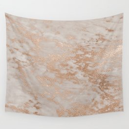 Rose Gold Copper Glitter Metal Foil Style Marble Wall Tapestry
