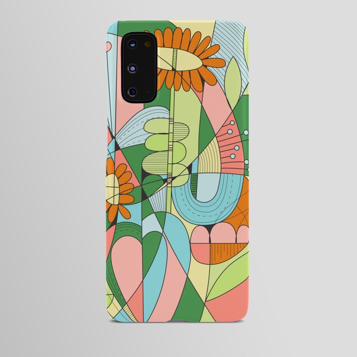 Orange and Blue Abstract Floral Android Case