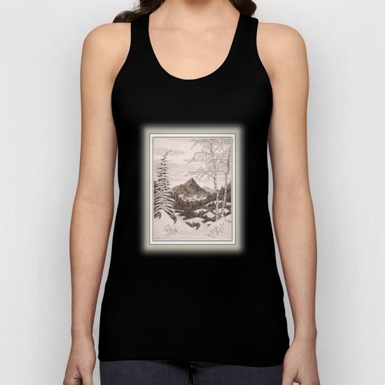 NORTHEAST SNOWFALL VINTAGE PEN AND PENCIL DRAWING Unisex Tank Top