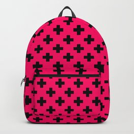 Black Crosses on Hot Neon Pink Backpack