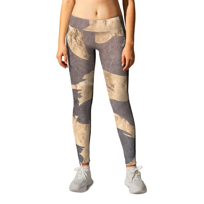 Koi at dusk - scratched leather Leggings