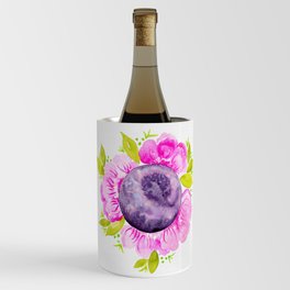 Watercolor Floral Full Moon - Pink + Purple Wine Chiller