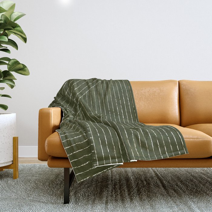 Lines (Olive Green) Throw Blanket