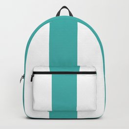 Wide Vertical Stripes - White and Verdigris Backpack | Cyan, Pattern, Whitestripes, Figurative, Other, Graphicdesign, Cyanstripes, Digital, White, Verdigrisstripes 